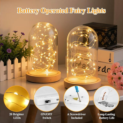 Lakumu 12-Pack Fairy Lights Battery Operated Christmas Lights-7FT 20LEDs String Lights, Waterproof Battery Powered Firefly Lights for Crafts Bedroom Wedding Christmas Party Reception Centerpiece Table