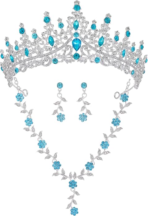 Kamirola Tiaras and Crowns for Women,Tiaras Earrings Necklace, Crystal Bridal Jewelry Set (TR48)