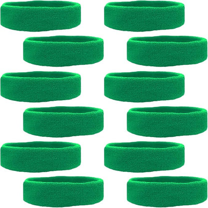 12 Sweatbands Cotton Sports Headbands Terry Cloth Moisture Wicking Athletic Basketball Headband by Kenz Laurenz