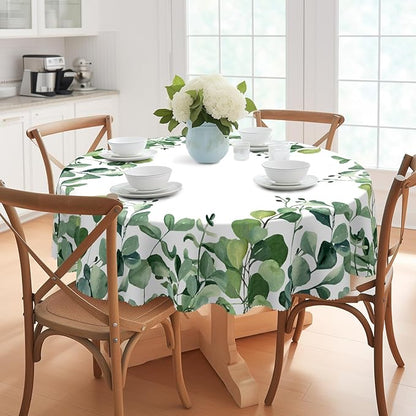 Eikione Round Tablecloth 60inch, Summer Floral Tablecloth Waterproof and Wrinkle-Free, Table Covers, Summer Decorations for Home Dining