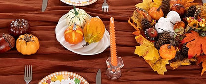 Terracotta Cheesecloth Table Runner Burnt Orange 6 Pack Christmas Table Runners 120 Inches Rust Cheese Cloth Table Decor for Xmas Holiday Season Parties Wedding Bridal Baby Shower Party