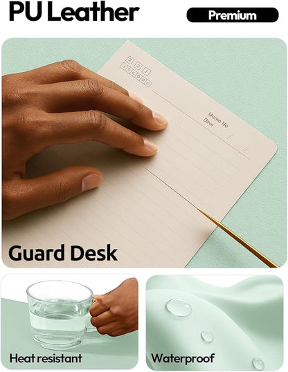 YSAGi Leather Desk Protector, Office Mat, Large Mouse Mat, Non-Slip PU Leather Blotter, Laptop Desk Pad, Waterproof Writing Pad for Office and Home (Pale Green, 47.2" x 23.6")
