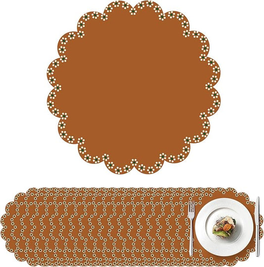 100 Pcs Platos De Barro Mexicanos Paper Placemats 13.5 Inches Cielito Lindo Party Decoration Disposable Scalloped Cinco De Mayo Paper Placemats for Fiesta Mexican Baby Shower Decor (Fiesta Mexicana)