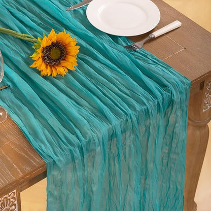 Teal Green Cheesecloth Table Runner 6 Pack Christmas Table Runners Boho Gauze 120 Inches Turquoise Cheese Cloth Table Decor for Xmas Holiday Season Parties Wedding Tea Party Decor