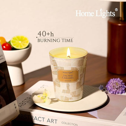 HomeLights Soy Wax Candles for Home Scented, 1-Wick Candles in Salted Caramel Scented, Rustic Modern Aromatherapy Candles Gift for Parties, Relaxing, 6.7oz
