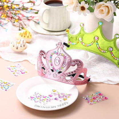 Yaomiao 44 Pcs Foam Crowns for Kids Princess Tiaras Crowns Bulk Diamond Sticker Making Kits for Birthday Party Supplies