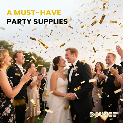 Graduation Confetti Poppers Gold, DOUKEE 2Pack Shiny Gold Mylar Confetti Poppers Cannon Party Shooter for Graduation, New Years Eve, Birthday Party Supplies -12 Inch
