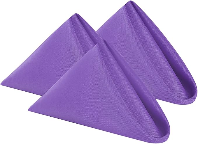 Cloth Napkins 20x20 inch Washable Polyester Dinner Napkins Soft Table Napkins for Wedding Party Dining Banquet(Purple,12PCS)