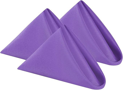 Cloth Napkins 20x20 inch Washable Polyester Dinner Napkins Soft Table Napkins for Wedding Party Dining Banquet(Purple,12PCS)