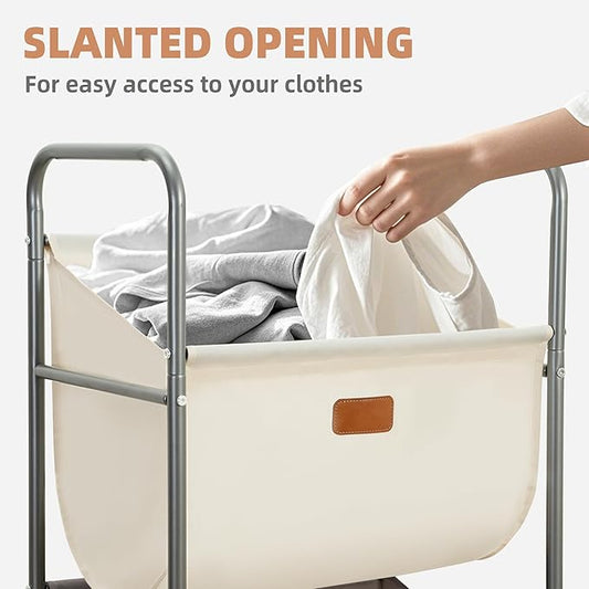 STORAGE MANIAC 120 Liters Vertical Rolling Laundry Hamper, 3 Section Laundry Sorter with Wheels and 2 Breaks, 3-tier Laundry Baskets for Small Space, Dorm, Laundry Room, Closet, Multicolored 3-tier