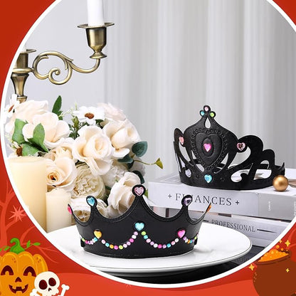 Yaomiao 44 Pcs Foam Crowns for Kids Princess Tiaras Crowns Bulk Diamond Sticker Making Kits for Birthday Party Supplies