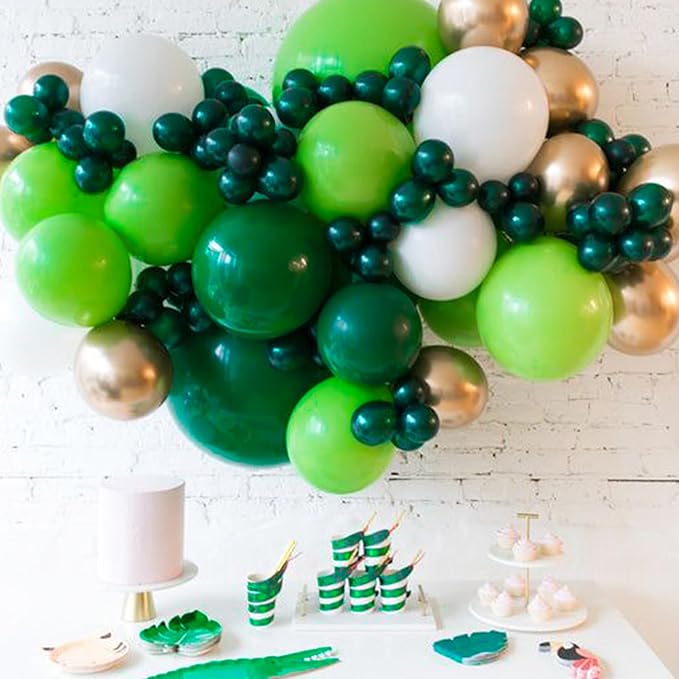 PartyWoo Dark Green Balloons 101pcs 12 Inch Emerald Hunter Forest Green Balloons for Wedding Boy Baby Shower Birthday Christmas Graduation Dinosaur Jungle Golf Theme Party Decorations Green-Y56