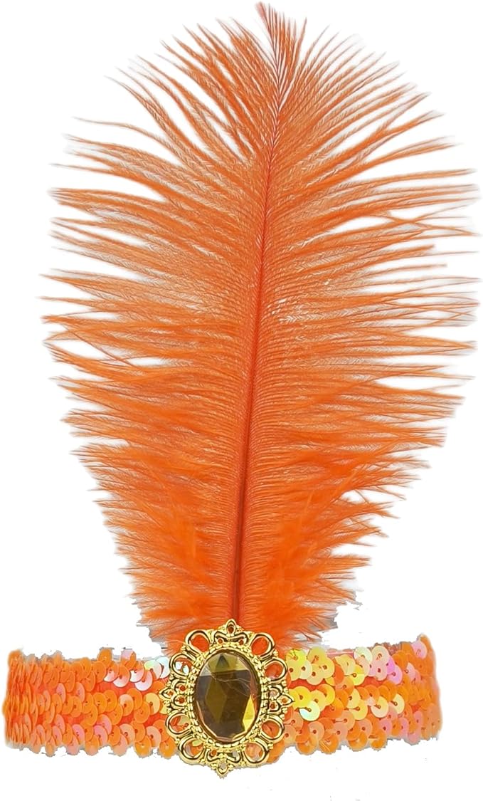 Feather Headpiece Sequins Headbands 1920s Flapper Showgirl Headpieces for Women Girls Carnival Party Accessories