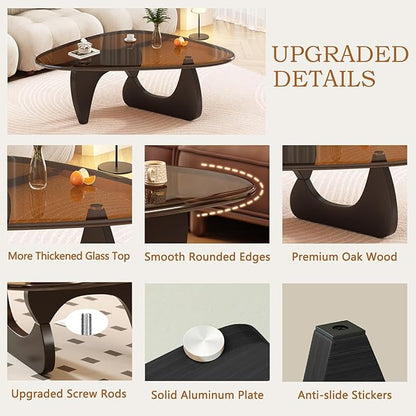 Coffee Table for Living Room Mid Century Modern Center Small Table, Black Brown(45 Inch)