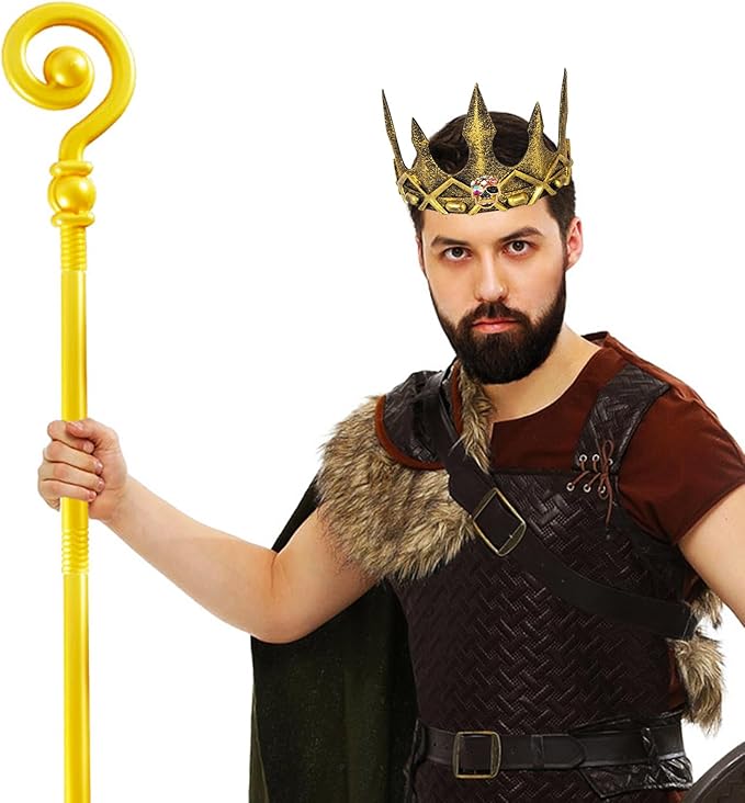 DothRayan Royal King Crown for Cosplay Prop Holiday Party, Halloween Costume Prom Party, Adjustable Royal Crown Prince Tiara