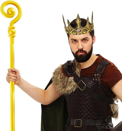 DothRayan Royal King Crown for Cosplay Prop Holiday Party, Halloween Costume Prom Party, Adjustable Royal Crown Prince Tiara