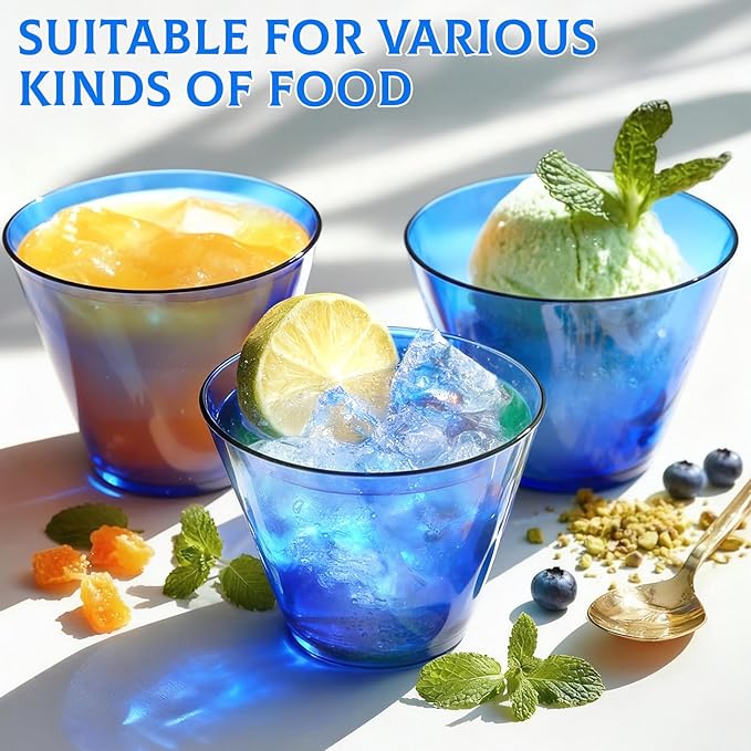 150 Pack Plastic Cups 9 oz Royal Blue Clear Plastic Cups for Cocktail Fancy Disposable Cup for Party Stemless Wine Glasses for Wedding Thanksgiving Christmas Party Graduation
