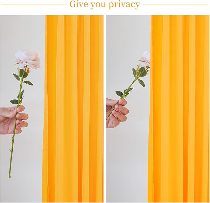 Marigold Backdrop Curtain for Parties Wrinkle Free Orange Photo Curtains Backdrop Drapes Fabric Decoration for Wedding Birthday Party Baby Shower 5ft x 8ft,2 Panels