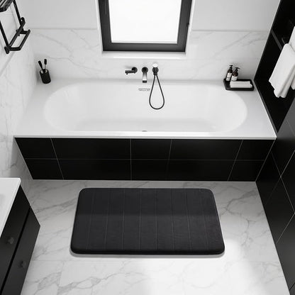Yimobra Large Bath Mat 36"x24", Super Soft Quick Dry Memory Foam Bathroom Rug, Water Absorbent, Non Slip Backing Machine Washable for Tub Shower, Thick Comfort Support, Black