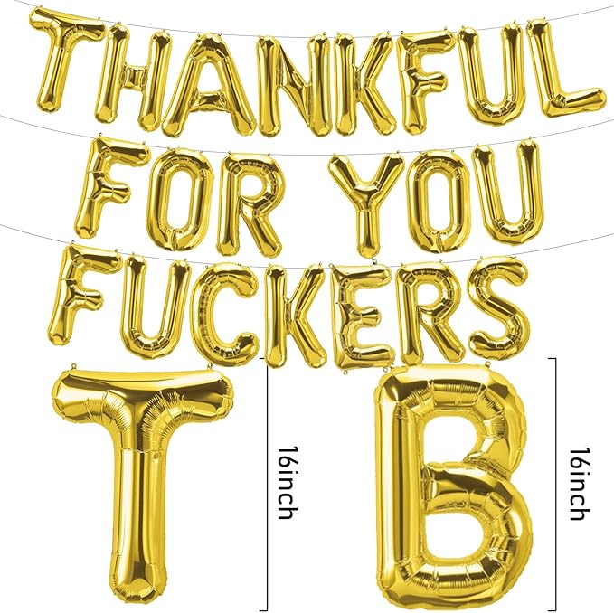 Thankful for you Foil Balloons Banner Friendsgiving Decorations, Happy Thanksgiving Balloons Banner Funny Friendsgiving Thanksgiving Party Decorations