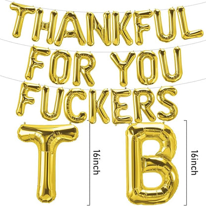 Thankful for you Foil Balloons Banner Friendsgiving Decorations, Happy Thanksgiving Balloons Banner Funny Friendsgiving Thanksgiving Party Decorations
