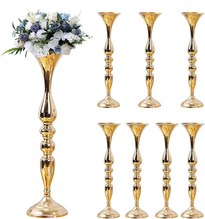 8 Pcs Wedding Flower Stand Metal Flower Centerpieces Stand for Table Hyuetrsa 20 Inch Tall Wedding Flower Vase Centerpieces for Reception Flower Arrangement Candle Holder Party Dinner Home Décor
