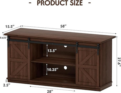 Shahoo Farmhouse Sideboard Buffet Cabinet, Coffee Bar Storage with Sliding Barn Doors, Shelf for Home Dining Room, Espresso