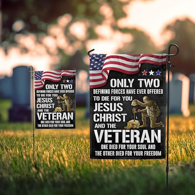 FLAGWIX American Flag - Veteran Flag Only Two Defining Forces Have Ever Offered To Die For You MLN2751F, House Flag (29.5" x 39.5") - USA Flags Premium Polyester - Decorative Indoor Outdoor Flag