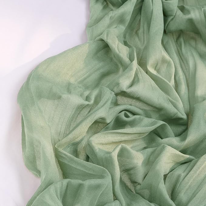 Sage Green Cheesecloth Table Runner 10 Pack Christmas Table Runners Boho Gauze 120 Inches Sage Cheese Cloth Table Decor for Xmas Holiday Season Parties Wedding Bridal Baby Shower Tea Party