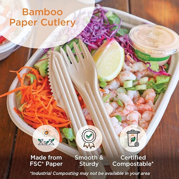 World Centric Compostable NoTree 6" Paper Spork - FSC Certified with a Heat-Tolerant Coating - 1000 Pack