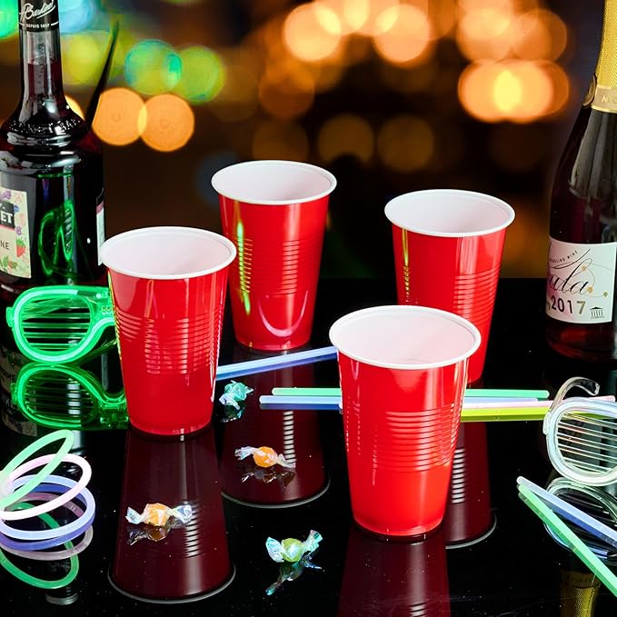 Lilymicky 240 Pack 16 oz Disposable Plastic Cups, Red Party Plastic Cups for Parties, Picnics and BBQ