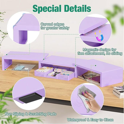 OPNICE Dual Computer Monitor Stand Riser with Drawer, Workspace Desk Organizer, Office Supplies Desk Accessories for Women, Purple
