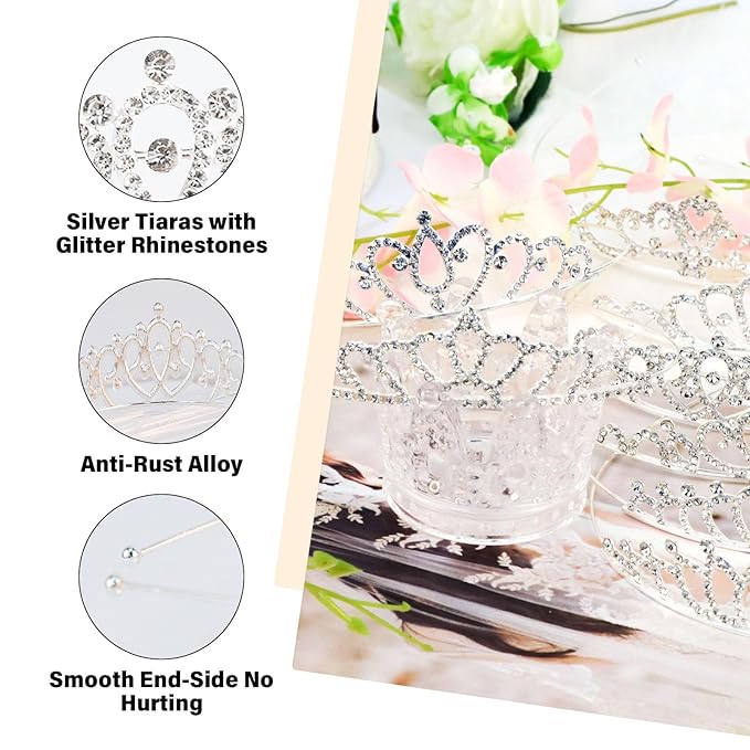 Tiaras Crowns Headbands for Girls Women 10 Pcs Small Silver Princess Tiara Bulk Crown Tiaras Rapunzel Crowns for Wedding Birthday Crystal Tiara for Prom, Bride, Pageant, Halloween
