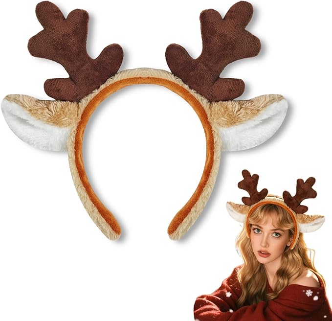 Reindeer Antlers Headband, Adult Deer Antlers Headband Women Reindeerfor Halloween Christmas and Easter Party