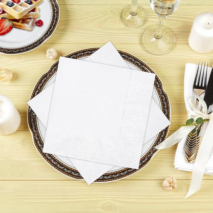 Cocktail Napkins - 600 Count 2-Ply White Napkins Disposable, 4.75 x 4.75 Inch Folded Paper Napkins Bulk Beverage Napkins for Dinner Wedding Bar Party and Everyday Use