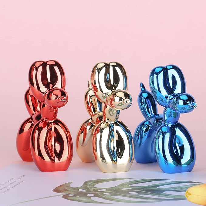 Balloon Dog Sculpture Modern Home Decor Collectible Figurines Funky Statues for Bedroom Trendy Animal Decor for Coffee Table Living Room Decor