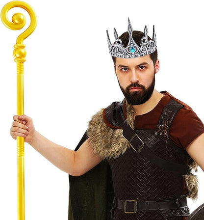 DothRayan Royal King Crown for Cosplay Prop Holiday Party, Halloween Costume Prom Party, Adjustable Royal Crown Prince Tiara