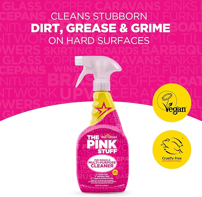 The Pink Stuff Miracle Multi-Purpose Cleaner â€“ Removes Grease, Grime, and Stains on Kitchens, Bathrooms, Floors, and More - 750ml (Pack of 2)