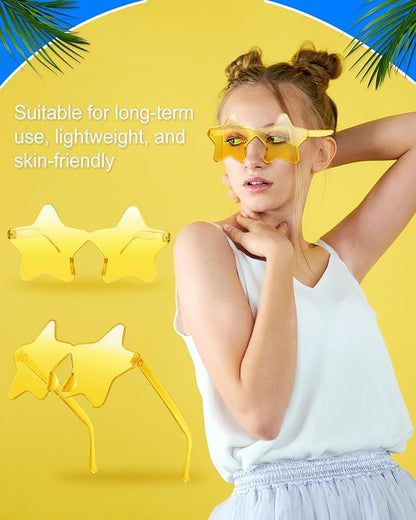 PLULON Star Sunglasses for Women Girls, Color Rimless Star Shaped Sunglasses Bulk for Adults Beach Birthday Swim Pool