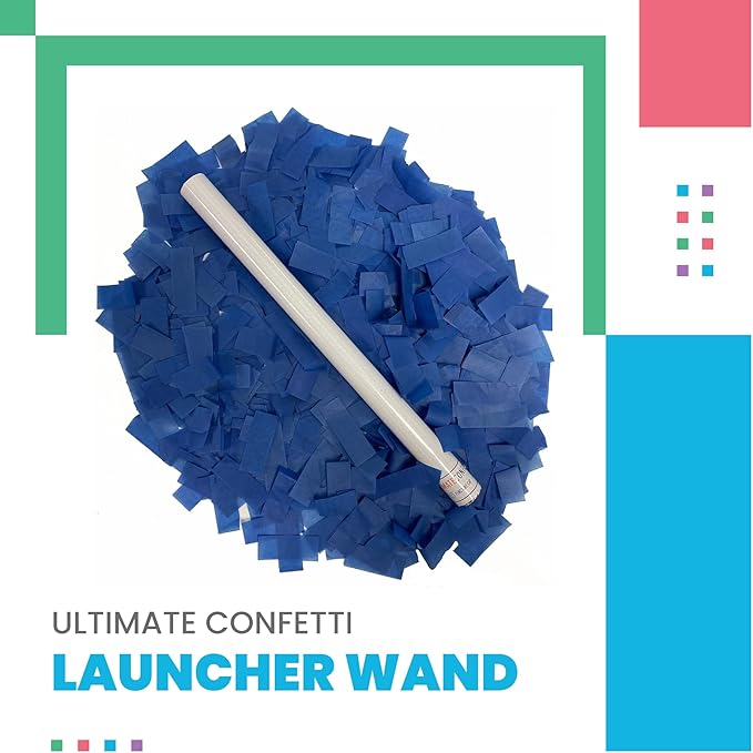 Ultimate Confetti Wand 14 inch Confetti Launcher Wand, Dark Blue, 8 Pack - Great for Parties, Weddings and Events Tissue, Metallic and Biodegradable Options