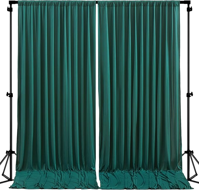 8 x 10ft Hunter Green Backdrop Curtains for Party Wedding Back Drop Soft Fabric Curtains Dark Green Photo Background Wrinkle Free Polyester for Birthday Christmas Party Graduations, 2 Panels