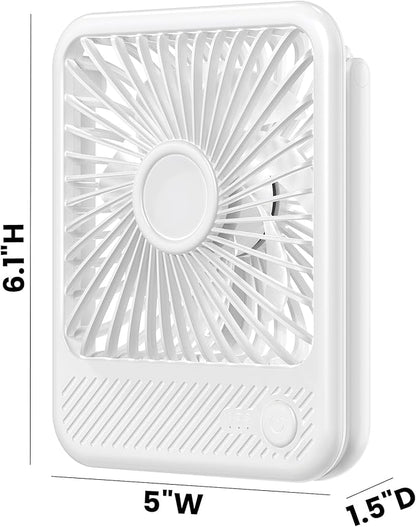 Koonie USB Desk Fan, Strong Wind Ultra Quiet Small Personal Fan with 180° Tilt Folding and 3 Speeds Adjustable, USB-C Corded Powered Mini USB Fan for Office Desktop Bedroom White, NO BATTERY