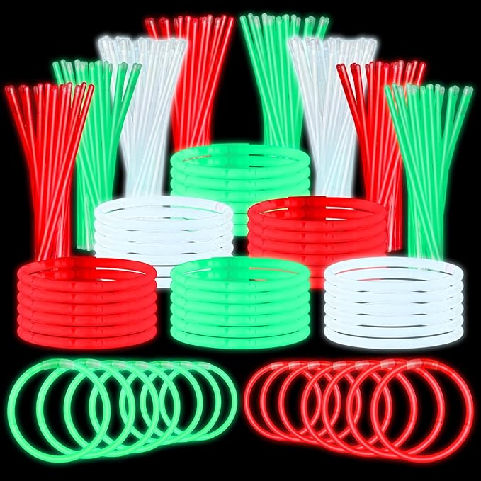 Libima 1200 Pcs Glow Sticks Bulk with Connectors 8 Inch Glow Stick Necklaces Glow Stick Bracelets Bulk Glow in the Dark Party Supplies for Easter Christmas New Year
