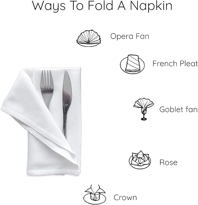 Encasa XO White Cloth Napkins Set of 12, 17"x17" | Solid Color Cotton Dinner Napkins | Washable & Reusable Napkins for Dining Table Fall Decoration, Holiday & Christmas Festivals