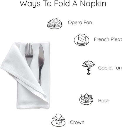 Encasa XO White Cloth Napkins Set of 12, 17"x17" | Solid Color Cotton Dinner Napkins | Washable & Reusable Napkins for Dining Table Fall Decoration, Holiday & Christmas Festivals