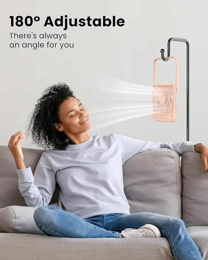 Koonie USB Desk Fan, Strong Wind Ultra Quiet Small Personal Fan with 180° Tilt Folding and 3 Speeds Adjustable, USB-C Corded Powered Mini USB Fan for Office Desktop Bedroom Pink, NO BATTERY