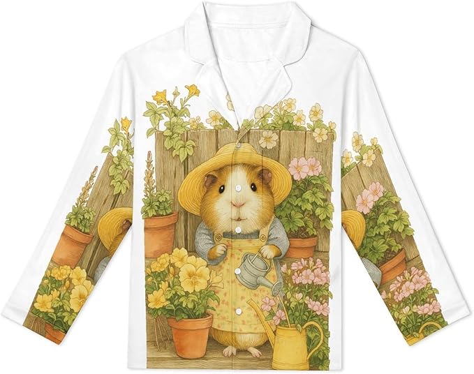 Lemons Leaves Ceramic Style Womens Pajama Set Long Sleeve Pajamas Top And Pants Soft Loungewear Pjs Sets