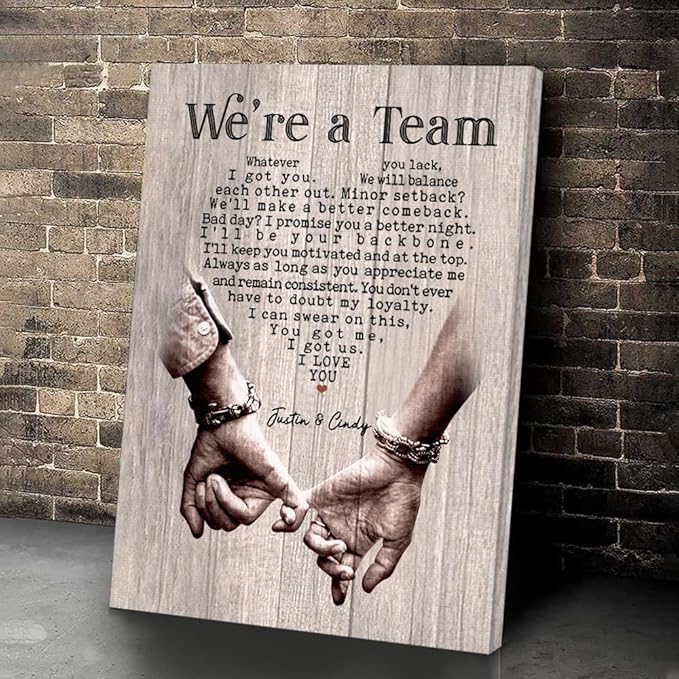GABITA Personalized Wall Art for Couples, Anniversary Canvas for Couple Parent Grandparent, We're A Team Canvas for Couple Lover Husband Wife, Romantic Wall Decor, Wedding Keepsake 2