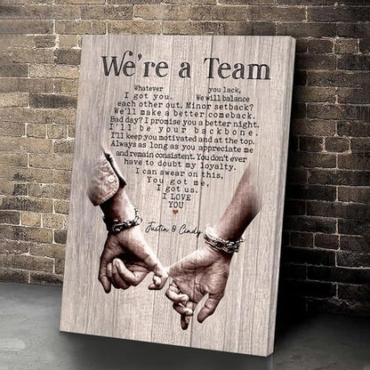 GABITA Personalized Wall Art for Couples, Anniversary Canvas for Couple Parent Grandparent, We're A Team Canvas for Couple Lover Husband Wife, Romantic Wall Decor, Wedding Keepsake 2