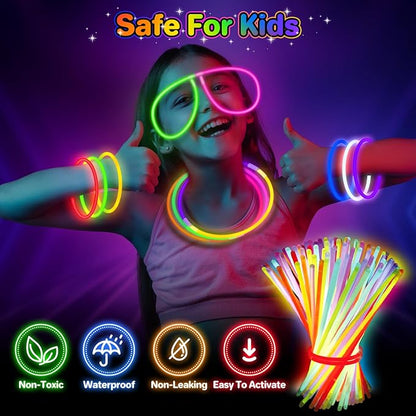 SpringFlower 800Pcs Glow Sticks Bulk Party Supplies, Glow Sticks for Kids Party Favors, Glow in The Dark Party Supplies, Light Up Party Decorations, Halloween, Easter , Wedding, Birthday,